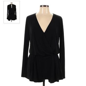 BCBG Black Long Sleeve Surplice Romper